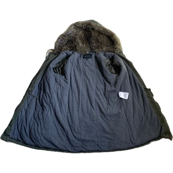 BANANA REPUBLIC Hooded Utility Parka Coat SZ S Army Olive Green Mid Length Twill - Picture 9 of 12